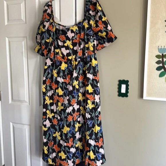ELOQUII ELEMENTS Floral Print Fit & Flare Dress with Puff Sleeves Size 20 - Picture 4 of 5
